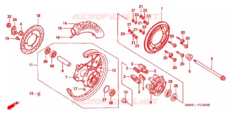 ACHTER WIEL (XL400VN/R) Honda MOTO 400 XL 1992  XL400VN