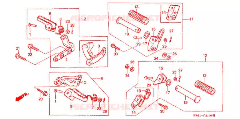 STEUN (1) (RF/R2F/RH/R3J/RK/RL/R3L) Honda MOTO 250 XL 1988  XLR250R3J