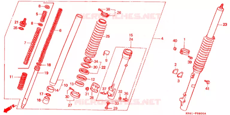VOOR VORK (1) (RF/R2F/RH/R3J/RK/RL/R3L) Honda MOTO 250 XL 1988  XLR250R3J