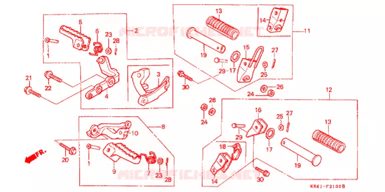 STEUN (1) (RF/R2F/RH/R3J/RK/RL/R3L) Honda MOTO 250 XL 1990  XLR250R3L
