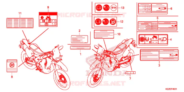 WAARSCHUWINGSLABEL (CRF250RL/RLA) Honda MOTO 250 CRF 2018  CRF250RLJ