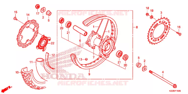 ACHTER WIEL Honda MOTO 250 CRF 2020  CRF250RLJ