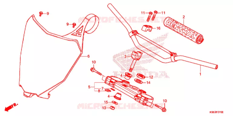 HENDEL PIJP/BOVENSTE BRUG/ STURING STANG Honda MOTO 250 CRF 2018  CRF250RJ