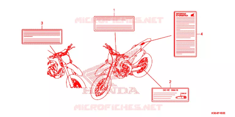 WAARSCHUWINGSLABEL(1) Honda MOTO 250 CRF 2018  CRF250RJ