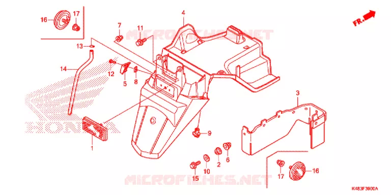 ACHTER STROOMLIJNKAP Honda SCOOTER 110 SPACY 2018  SCR1105WHJ