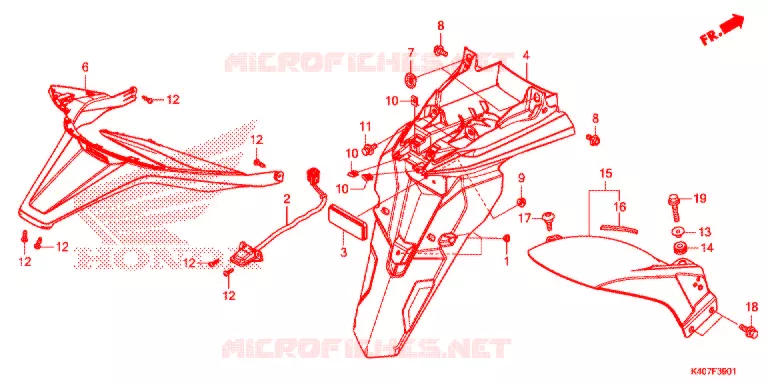 ACHTERSPATBORD / KENTEKEN VERLICHTING (NSS125ADK) Honda SCOOTER 125 FORZA 2019  NSS125ADK