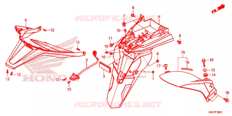 ACHTERSPATBORD / KENTEKEN VERLICHTING (NSS125ADK) Honda SCOOTER 125 FORZA 2019  NSS125ADK