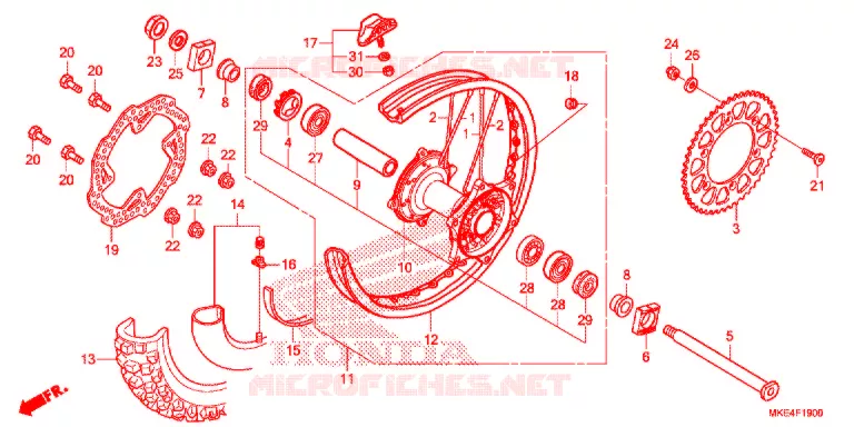 ACHTER WIEL Honda MOTO 450 CRF 2018  CRF450RJ