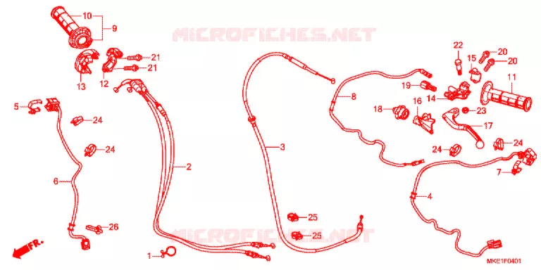 HENDEL HEFBOOM/SCHAKELAAR/KABEL (CRF450RJ/RXJ) Honda MOTO 450 CRF 2018  CRF450RJ