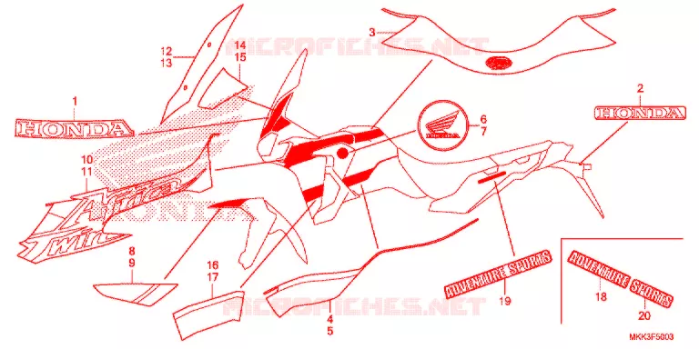 EMBLEEM/STREEP (4) Honda MOTO 1000 AFRICA-TWIN 2018  CRF1000D2J