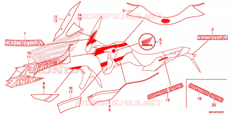 EMBLEEM/STREEP (4) Honda MOTO 1000 AFRICA-TWIN 2018  CRF1000D2J