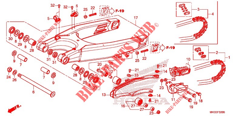 ZWAAI ARM/KETTINGKAST voor Honda CRF 450 R 2019