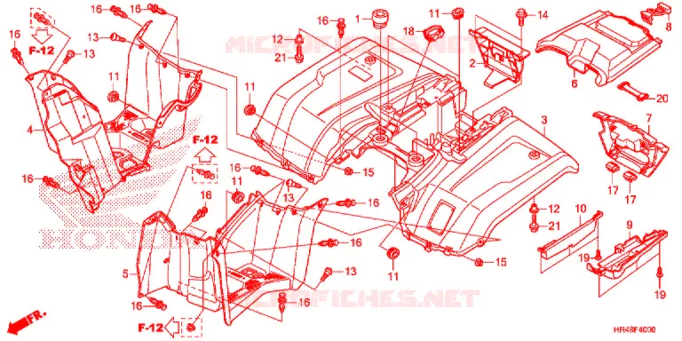 ACHTER STROOMLIJNKAP Honda ATV 500 FOURTRAX 2018  TRX500FM2J