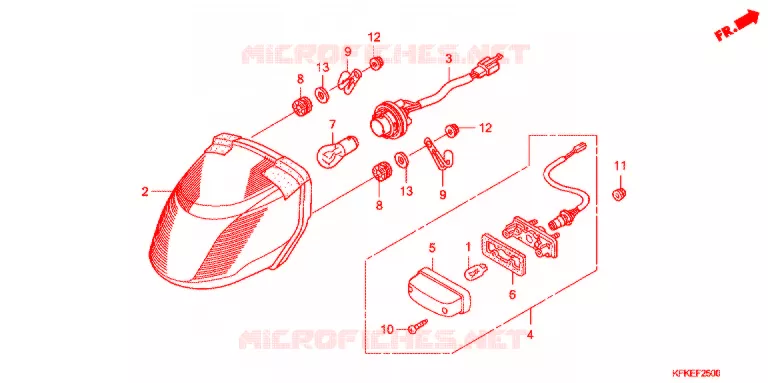 ACHTERLICHT/KENTEKEN LICHT Honda MOTO 250 VTR 2009  VTR2509