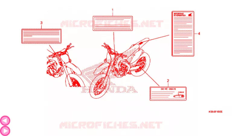 WAARSCHUWINGSLABEL Honda MOTO 250 CRF 2019  CRF250RK