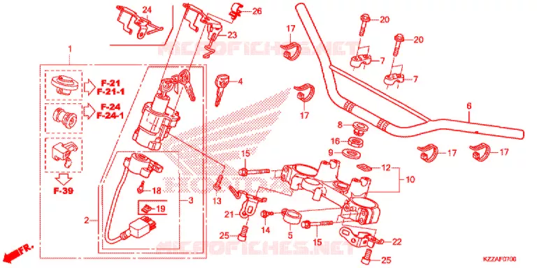 HENDEL PIJP/BOVENSTE BRUG/ STURING STANG Honda MOTO 250 CRF 2018  CRF250RLJ
