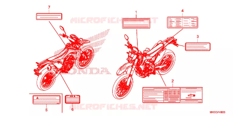 WAARSCHUWINGSLABEL Honda MOTO 450 CRF 2019  CRF450LK