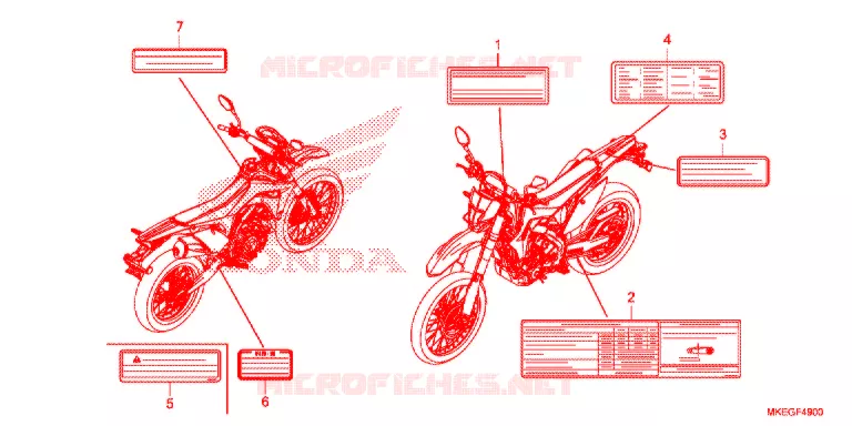 WAARSCHUWINGSLABEL Honda MOTO 450 CRF 2019  CRF450LK