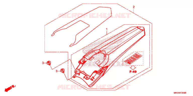ACHTER STROOMLIJNKAP Honda MOTO 450 CRF 2019  CRF450RXK