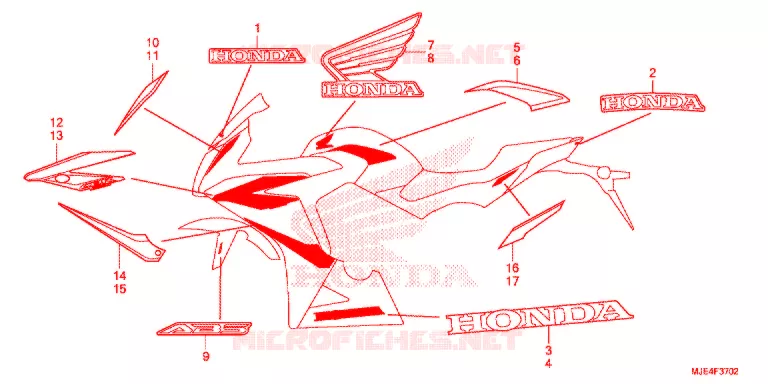 EMBLEEM/STREEP (2A,2AC,2CM) Honda MOTO 650 CBR 2018  CBR650FJ