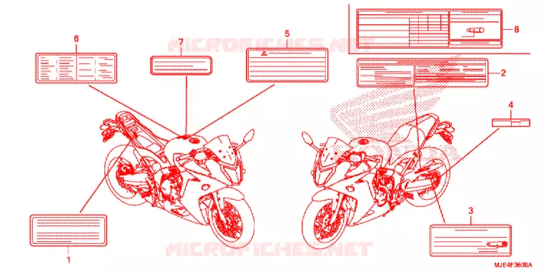 WAARSCHUWINGSLABEL Honda MOTO 650 CBR 2018  CBR650FJ