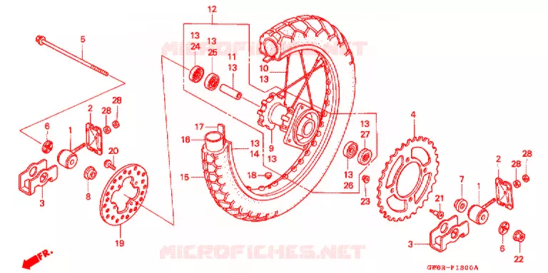 ACHTER WIEL Honda MOTO 50 CRM 1994  CRM50R