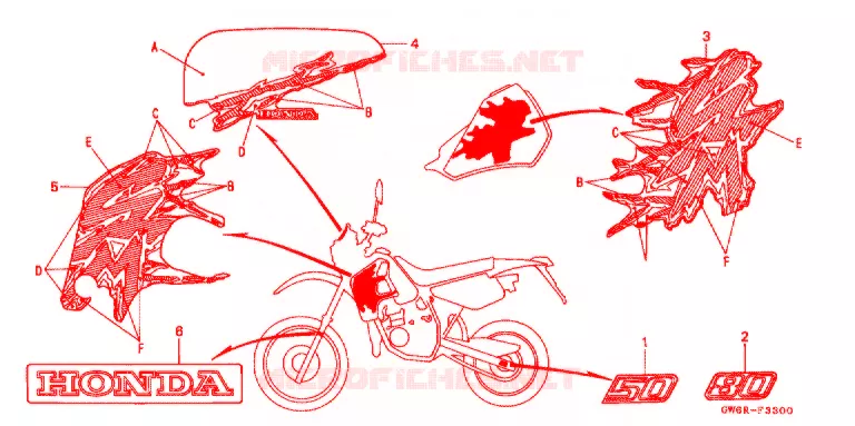 EMBLEEM/STREEP (1) Honda MOTO 50 CRM 1995  CRM50R
