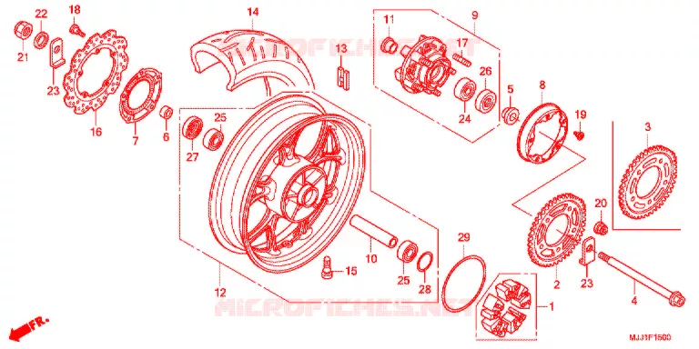 ACHTER WIEL Honda MOTO 700 NC 2013  NC700XAD