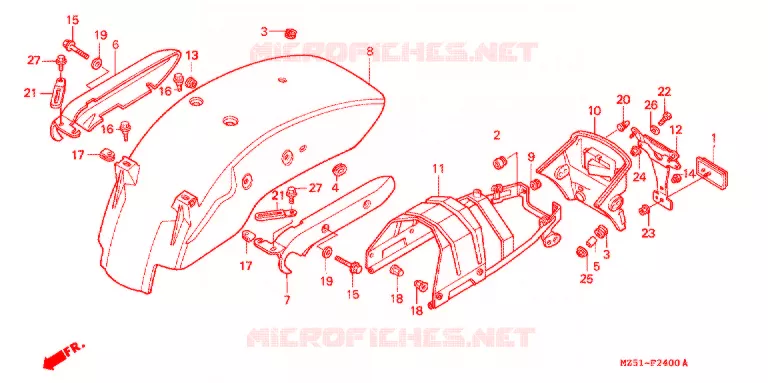 ACHTER STROOMLIJNKAP Honda MOTO 750 VF 1995  VF750CS