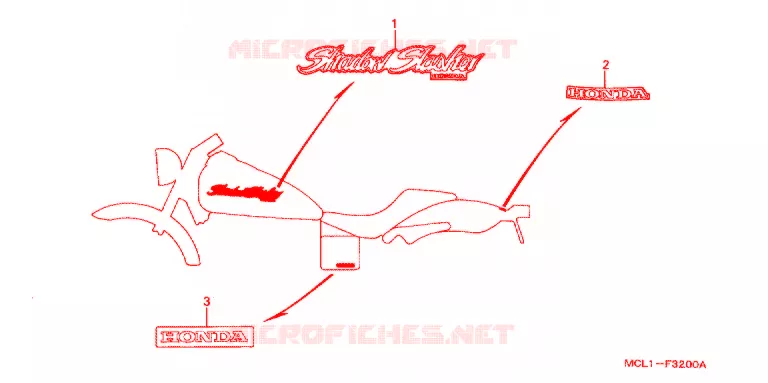 EMBLEEM/STREEP (DCY-DC2) Honda MOTO 400 SHADOW 2001  NV400DC1