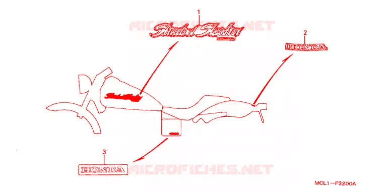 EMBLEEM/STREEP (DCY-DC2) Honda MOTO 400 SHADOW 2000  NV400DCY