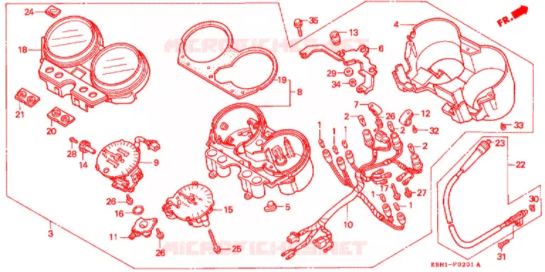 COMBINATIEMETER (2) Honda MOTO 250 JADE 1993  CB250FP