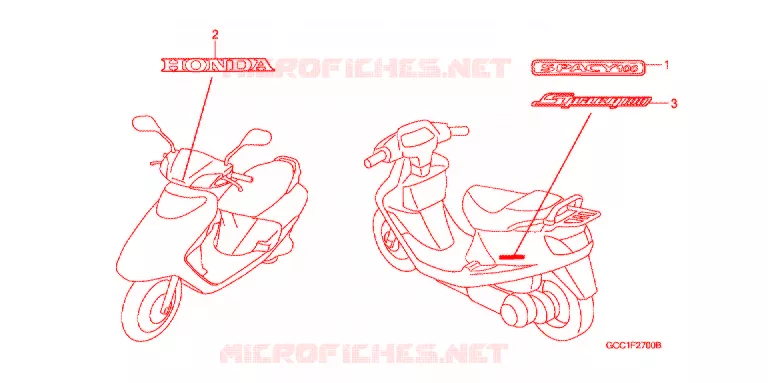 EMBLEEM/STREEP Honda SCOOTER 100 SPACY 2007  SCR100WH7