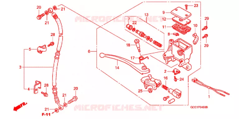 VOORREM HOOFDCILINDER Honda SCOOTER 100 SPACY 2007  SCR100WH7