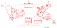 WAARSCHUWINGSLABEL voor Honda LEAD 50 BLACK 1998