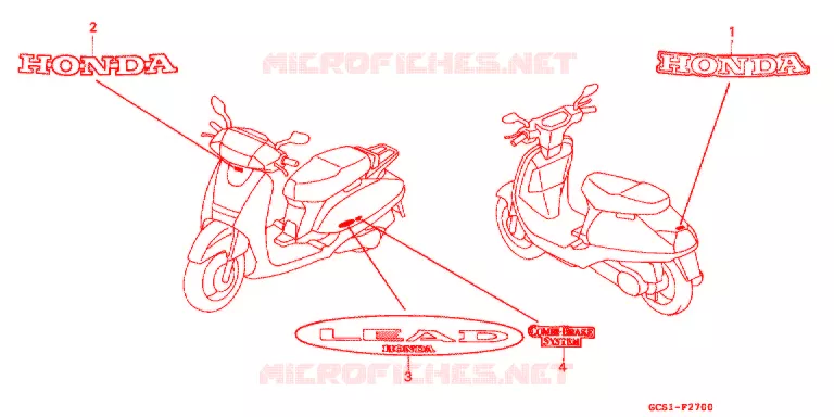 EMBLEEM/STREEP Honda SCOOTER 50 LEAD 2000  NH50X