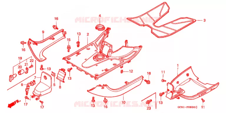 ZIJDE ROK/MIDDEN AFDEKKING Honda SCOOTER 50 LEAD 2000  NH50X
