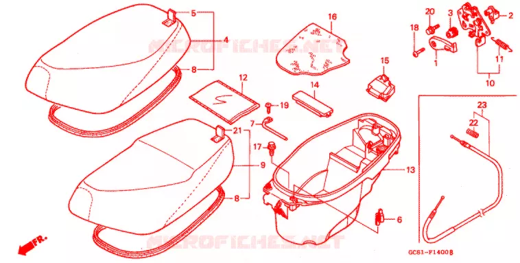 ZITTING/BAGAGEBOX Honda SCOOTER 50 LEAD 2000  NH50X