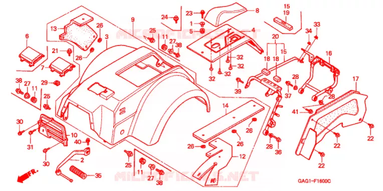 ACHTERSPATBORD  (TC50M/P/V) Honda SCOOTER 50 GYRO 1994  TC50P_W
