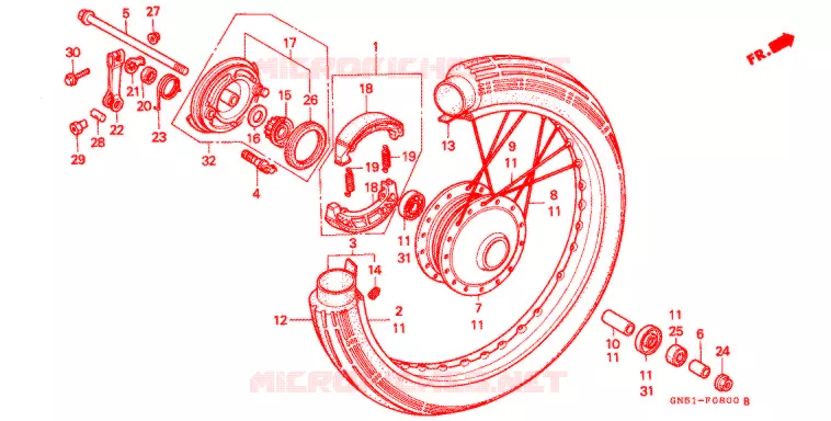 VOOR WIEL/PANEEL Honda MOTO 100 C100 1992  C100CMK