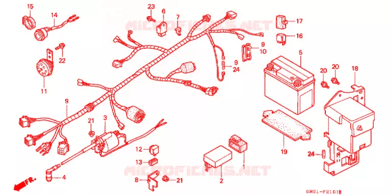 BEDRADINGSBUNDEL/ACCU (C100CMP/CMS) Honda MOTO 100 C100 1994  C100CMP