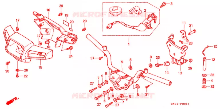 STUUR -  HENDEL AFDEKKING (C100CMP/CMS) Honda MOTO 100 C100 1994  C100CMP
