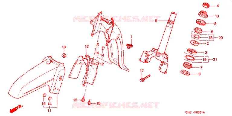 VOOR STROOMLIJNKAP - STUURKOLOM (C100CMP/CMS) Honda MOTO 100 C100 1995  C100CMS