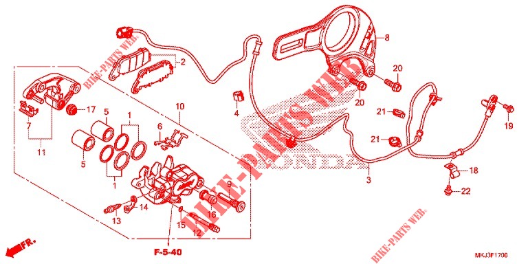 ACHTER REMKLAUW voor Honda CB 1000 R ABS 2019