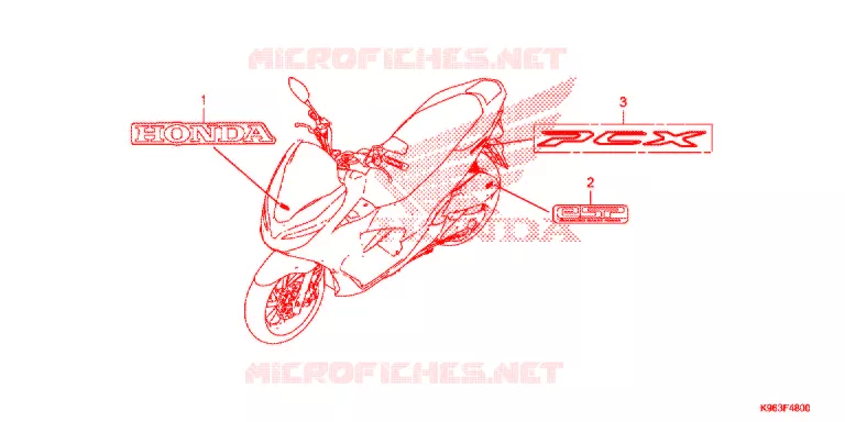 EMBLEEM/STREEP Honda SCOOTER 125 PCX 2019  WW125J