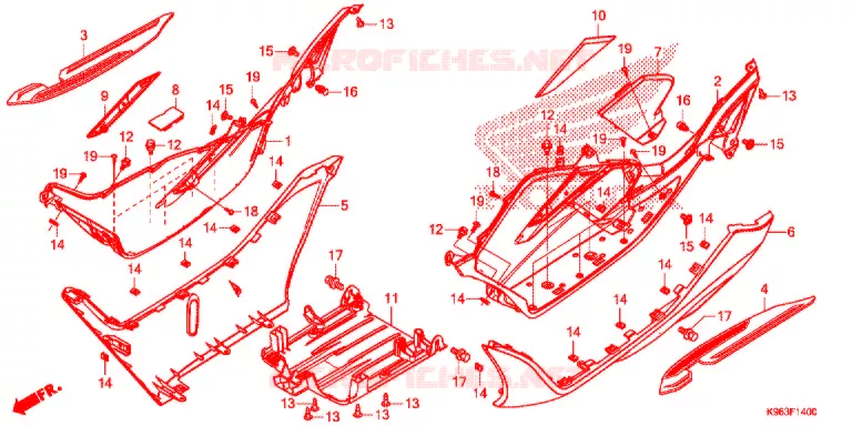 ZIJDE ROK/MIDDEN AFDEKKING Honda SCOOTER 125 PCX 2018  WW125J