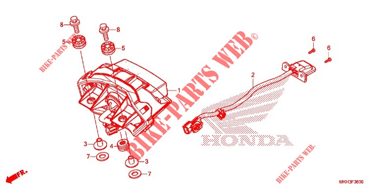 ACHTERLICHT/KENTEKEN LICHT voor Honda X ADV 750 2ED 2019