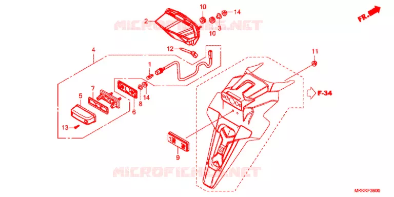 ACHTERLICHT/KENTEKEN LICHT Honda MOTO 1000 AFRICA-TWIN 2019  CRF1000DK