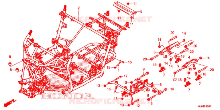 FRAME CHASSIS Honda ATV 1000 TALON 2020  SXS1000S2RL