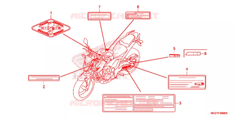 WAARSCHUWINGSLABEL Honda MOTO 500 CB 2013  CB500FAD